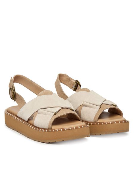 EMU Australia Sandały Morna W13284 Biały. Białe sandały EMU Australia, bez wzorów, z materiału, bez obcasa, na płaskiej podeszwie, bez zapięcia. Za 308.99 zł.