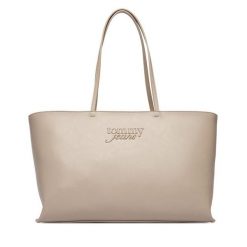 Torebka Tommy Jeans. Brązowe shopper Tommy Jeans, bez wzorów, z jeansu, bez dodatków. Za 409.99 zł.