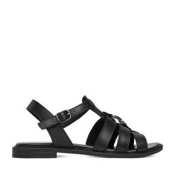 Sandały Lasocki. Czarne sandały Lasocki, bez wzorów, bez obcasa, na płaskiej podeszwie, bez zapięcia. Za 149.99 zł.