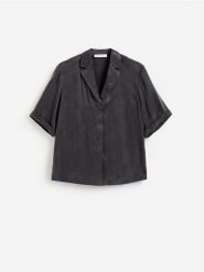 Koszula z cupro i wiskozy - szary. Szare koszule Reserved, l, bez wzorów, z tkaniny, bez kołnierzyka, bez ramiączek. Za 149.99 zł.