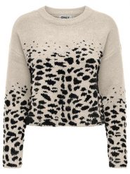 ONLY Sweter w kolorze kremowo-czarnym rozmiar: XS. Brązowe swetry Only, xs, bez wzorów, bez ramiączek. Za 66.00 zł.