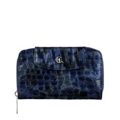 Damski portfel skórzany Canaletto – faktura kropli z RFID | Elegancja i bezpieczeństwo PD1445s288 RFID. Niebieskie portfele bez wzorów, ze skóry. Za 180.50 zł.