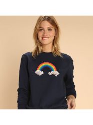WOOOP Bluza "Candy rainbow" w kolorze granatowym rozmiar: M. Niebieskie bluzy Wooop, m, bez wzorów, z bawełny, bez kaptura. Za 88.02 zł.