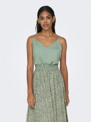 ONLY Top 15176550 Zielony Regular Fit. Zielone topy Only, bez wzorów, z syntetyku, bez kołnierzyka, bez ramiączek. Za 59.99 zł.
