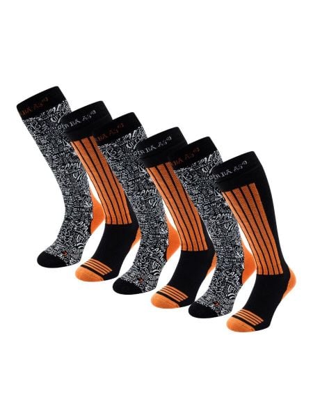 Skarpety narciarskie - Unisex - 6 par - Pomarańczowe. Brązowe skarpety POEDERBAAS, bez wzorów, z elastanu. Za 242.82 zł.