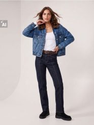 Jeansy straight leg z paskiem i kontrastowymi przeszyciami - niebieski. Niebieskie jeansy Sinsay, bez wzorów. Za 79.99 zł.