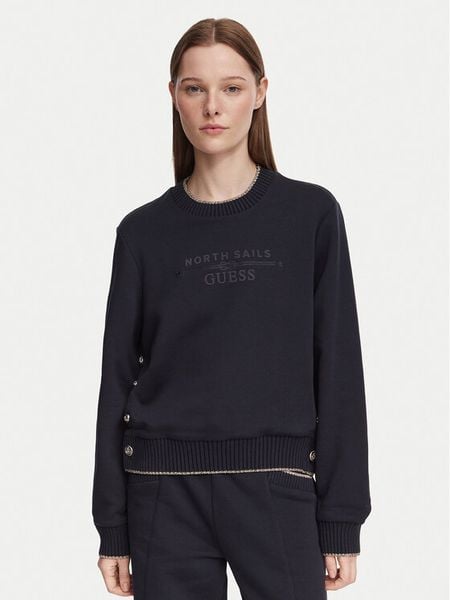 Guess Bluza W6YQ23 K5316 Granatowy Regular Fit. Niebieskie bluzy Guess, s, z aplikacjami, z bawełny, bez kaptura. Za 450.99 zł.