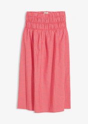 Spódnica maxi z elastycznej mieszanki bawełny. Czerwone spódnice bonprix, bez wzorów, z bawełny, maxi, trapezowe. Za 54.99 zł.