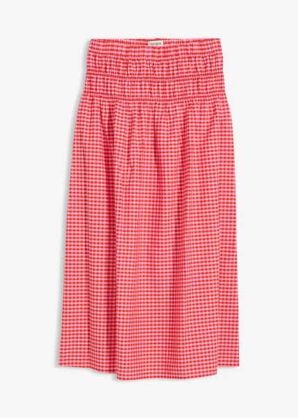 Spódnica maxi z elastycznej mieszanki bawełny. Czerwone spódnice bonprix, bez wzorów, z bawełny, maxi, trapezowe. Za 54.99 zł.