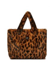 Guess Torebka W6RZ09 W3900 Brązowy. Brązowe shopper Guess, z aplikacjami, z materiału, bez dodatków. Za 399.99 zł.