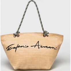 Emporio Armani - Torebka. Brązowe torby na ramię Emporio Armani, bez wzorów, z materiału, casualowe, na ramię, duże, bez dodatków. W wyprzedaży za 339.90 zł.