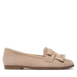 Lordsy Tamaris. Brązowe lordsy Tamaris, bez wzorów, bez obcasa, bez zapięcia. Za 349.99 zł.