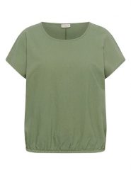 KAFFE curve Bluzka w kolorze zielonym rozmiar: 54. Zielone bluzki KAFFE curve, bez wzorów, z bawełny, bez kołnierzyka, bez ramiączek. Za 104.99 zł.