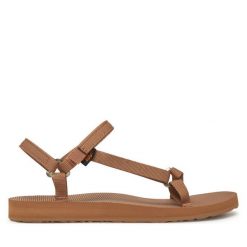 Sandały Teva. Brązowe sandały Teva, bez wzorów, sportowe, bez obcasa, bez zapięcia. Za 219.99 zł.