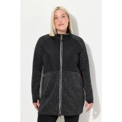 Damskie Długa bluza rozpinana z polarowej dzianiny dwukierunkowy zamek. Czarne bluzy Ulla Popken, plus size, bez wzorów, z dzianiny, bez kaptura. W wyprzedaży za 311.99 zł.