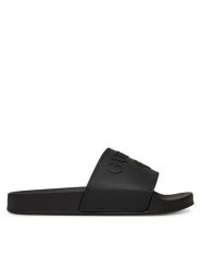 Guess Klapki E5GZ07BB00F Czarny. Czarne klapki Guess, z aplikacjami, z tworzywa sztucznego, bez obcasa. Za 189.99 zł.