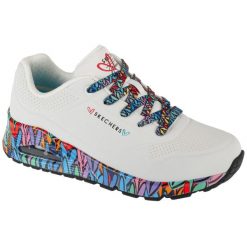 Buty sportowe Sneakersy damskie, Uno - Ravaged Love. Białe obuwie sportowe Skechers, bez zapięcia, trekkingowe. Za 449.99 zł.