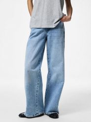 Pieces Dżinsy "Pcselma" - Wide fit - w kolorze błękitnym rozmiar: W25/L30. Niebieskie jeansy Pieces, l, z aplikacjami, z podwyższonym stanem. Za 119.95 zł.