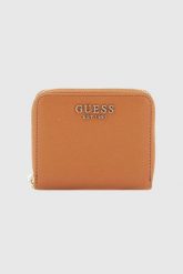 GUESS Brązowy portfel damski Laurel. Brązowe portfele Guess, z aplikacjami, ze skóry ekologicznej. W wyprzedaży za 184.79 zł.