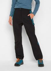 Spodnie softshell, odpychające wodę, Straight Fit. Czarne spodnie dresowe bonprix, bez wzorów, z softshellu. Za 199.99 zł.