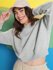 Bluza ze ściągaczami - szary. Szare bluzy Sinsay, l, bez wzorów, z bawełny, bez kaptura. Za 35.99 zł.