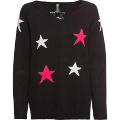 Sweter dzianinowy w gwiazdy bonprix czarny. Swetry marki bonprix. Za 79.99 zł.