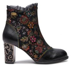 Botki Laura Vita. Czarne botki Laura Vita, bez wzorów, bez obcasa, na słupku, bez zapięcia. Za 569.99 zł.