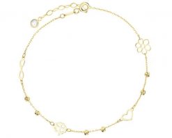 Złota bransoletka z cyrkonią - kwiat, serce, koniczyna, nieskończoność. Żółte bransoletki Apart, z cyrkonią, złote. Za 879.00 zł.