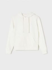 Dresowa bluza hoodie z kieszenią - kremowy. Białe bluzy Sinsay, l, bez wzorów, z dresówki, bez kaptura. Za 39.99 zł.