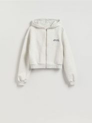 Rozpinana bluza z kapturem - jasnoszary. Szare bluzy Reserved, l, bez wzorów, z bawełny, z kapturem. Za 139.99 zł.