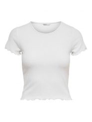 ONLY Koszulka "Emma" w kolorze białym rozmiar: XL. Białe bluzki Only, xl, bez wzorów, bez kołnierzyka, bez ramiączek. Za 48.39 zł.