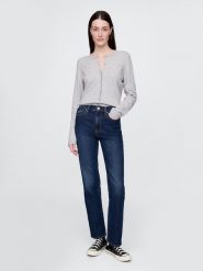 GAP Dżinsy - Straight fit - w kolorze granatowym rozmiar: W34. Niebieskie jeansy GAP, bez wzorów, z podwyższonym stanem. Za 164.95 zł.