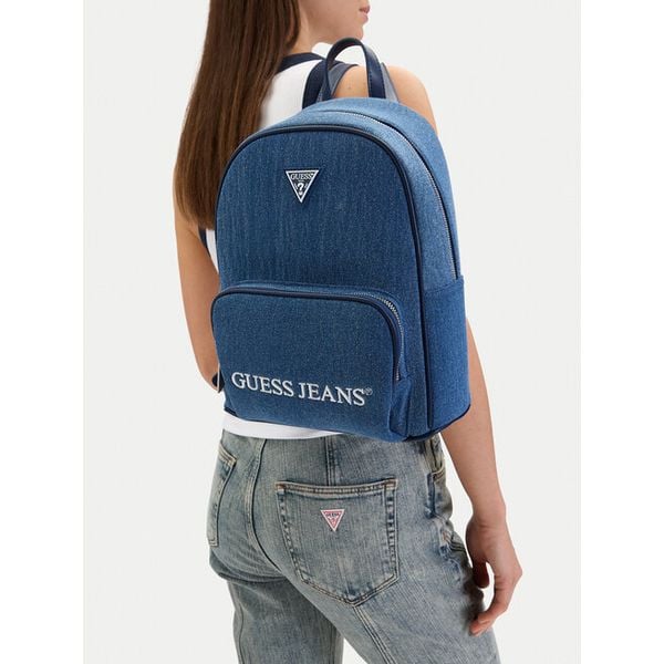 Plecak Guess Jeans. Niebieskie plecaki Guess Jeans, z aplikacjami, z jeansu. Za 181.99 zł.