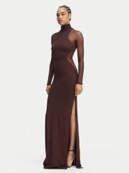 Elisabetta Franchi Sukienka wieczorowa AB-R22-62E2-V600 Brązowy Slim Fit. Brązowe sukienki Elisabetta Franchi, bez wzorów, z wiskozy, wizytowe, bez kołnierzyka, bez ramiączek. Za 2,549.00 zł.