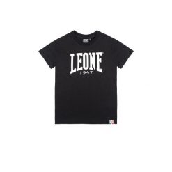 Leone 1947 Basic Kurzarm-T-Shirt z dużym logo dla Kinder. Czarne t-shirty LEONE 1947 APPAREL, bez wzorów, z bawełny, bez kołnierzyka, bez ramiączek. W wyprzedaży za 48.42 zł.
