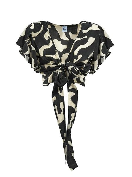 BLE Koszulka w kolorze czarno-kremowym rozmiar: onesize. Brązowe bluzki BLE, bez wzorów, bez kołnierzyka, bez ramiączek. Za 92.21 zł.