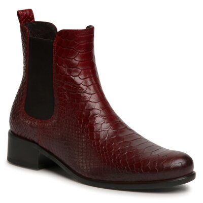 Gino Rossi 8484-05C Czerwony. Czerwone botki Gino Rossi, bez wzorów, ze skóry, bez obcasa, bez zapięcia. Za 349.99 zł.