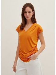 STEFANEL Koszulka w kolorze pomarańczowym rozmiar: XL. Pomarańczowe bluzki Stefanel, xl, bez wzorów, bez kołnierzyka, bez ramiączek. Za 87.61 zł.