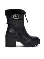 Guess Botki FLFYPP FAP10 Czarny. Czarne botki Guess, z aplikacjami, ze skóry, bez obcasa, na słupku, bez zapięcia. Za 589.99 zł.