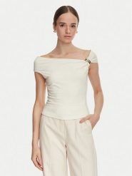 Guess Bluzka W6YP48 K4527 Kremowy Regular Fit. Białe bluzki Guess, s, z aplikacjami, z lyocellu, bez kołnierzyka, bez ramiączek. Za 264.99 zł.