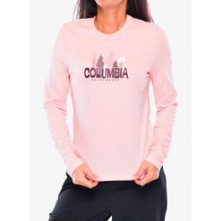 Bluzka damska z długim rękawem Columbia Ruby Springs Graphic. Czerwone bluzki Columbia, bez wzorów, sportowe, bez kołnierzyka, bez ramiączek. Za 121.99 zł.