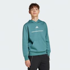 Bluza z kapturem adidas Slogan Fleece Hoodie. Niebieskie bluzy Adidas, bez wzorów, z kapturem. Za 179.00 zł.