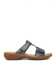 Rieker Klapki CEO-60885-12 Niebieski. Niebieskie klapki Rieker, bez wzorów, z materiału, bez obcasa. Za 289.99 zł.