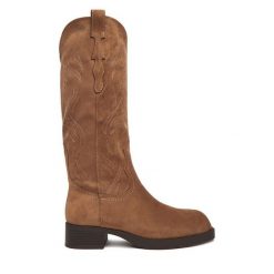 Kozaki JENNY. Brązowe kozaki Jenny, bez obcasa, na płaskiej podeszwie, bez zapięcia. Za 249.99 zł.