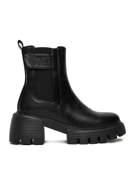 Nine West Botki CEO-FARIDA-01 Czarny. Czarne botki Nine West, bez wzorów, z materiału, bez obcasa, na słupku, bez zapięcia. Za 279.99 zł.