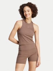 Adidas Top Lounge IY6733 Brązowy Slim Fit. Brązowe topy Adidas, xl, bez wzorów, z wiskozy, bez kołnierzyka, bez ramiączek. Za 89.99 zł.