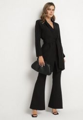 Czarna Marynarka Sukienkowa z Paskiem i Usztywnionymi Ramionami Etinella. Czarne marynarki i żakiety Born2be, l, bez wzorów, z jeansu, klasyczne. Za 119.99 zł.