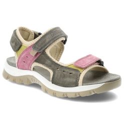 Sandały damskie Artiker, cholewka ze skóry naturalnej nubukowej regulowane paski z zapięciem na rzep, kolorowe, 58C1815. Sandały Artiker, bez wzorów, z nubiku, bez obcasa, bez zapięcia. Za 219.00 zł.