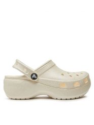 Crocs Klapki Classic Platform Glitter Clog W 207241 Écru. Klapki Crocs, bez wzorów, z tworzywa sztucznego, bez obcasa. Za 199.99 zł.