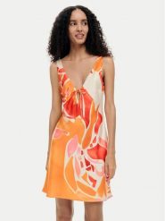 Desigual Sukienka letnia Delilah 26SWVW44 Pomarańczowy Regular Fit. Brązowe sukienki Desigual, na lato, m, bez wzorów, z syntetyku, bez kołnierzyka, bez ramiączek. Za 489.99 zł.